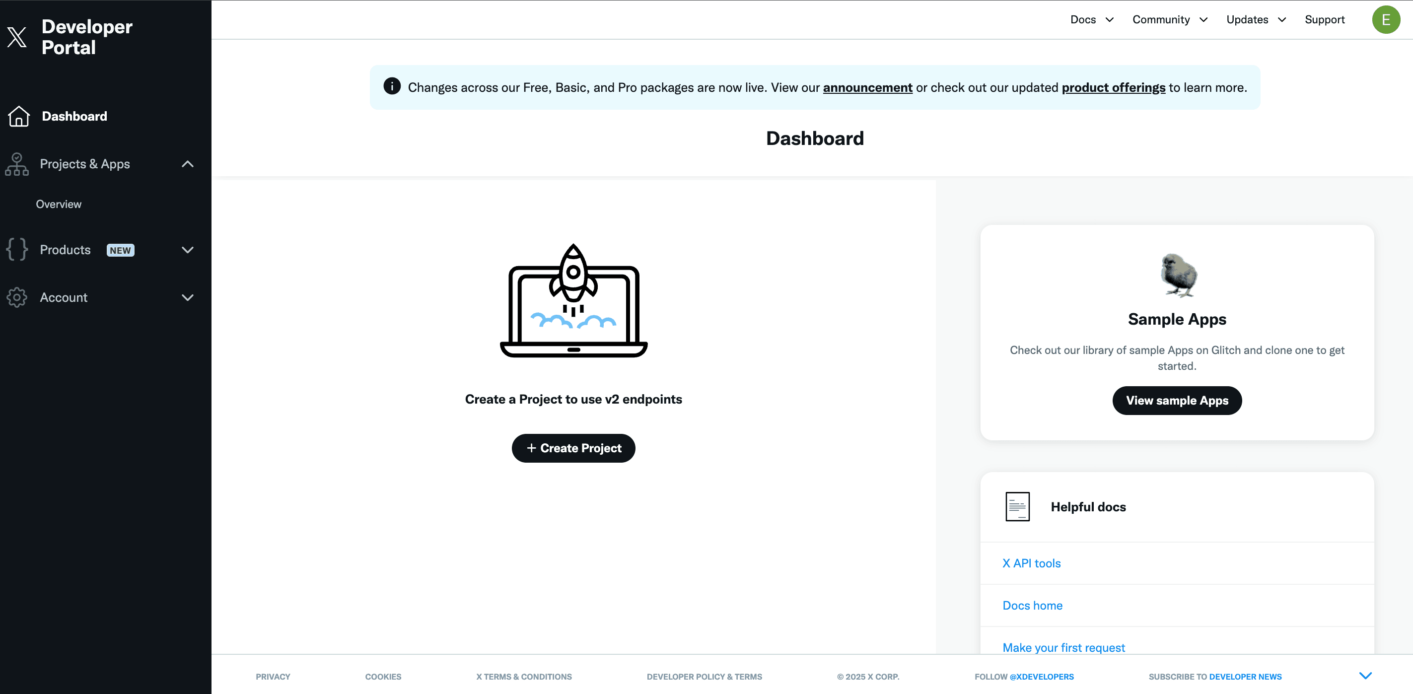 X Developer Portal Dashboard