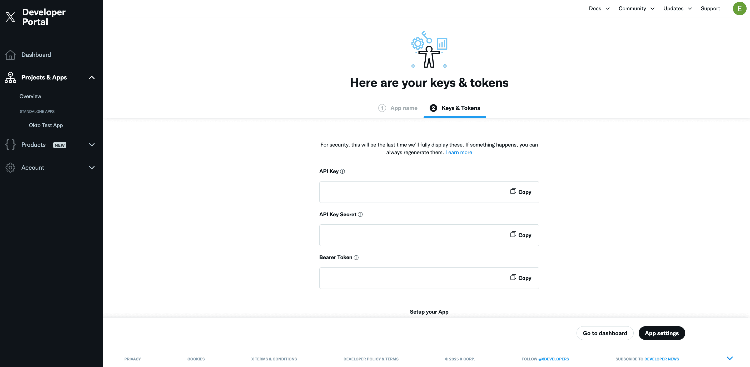 X Developer Portal Dashboard