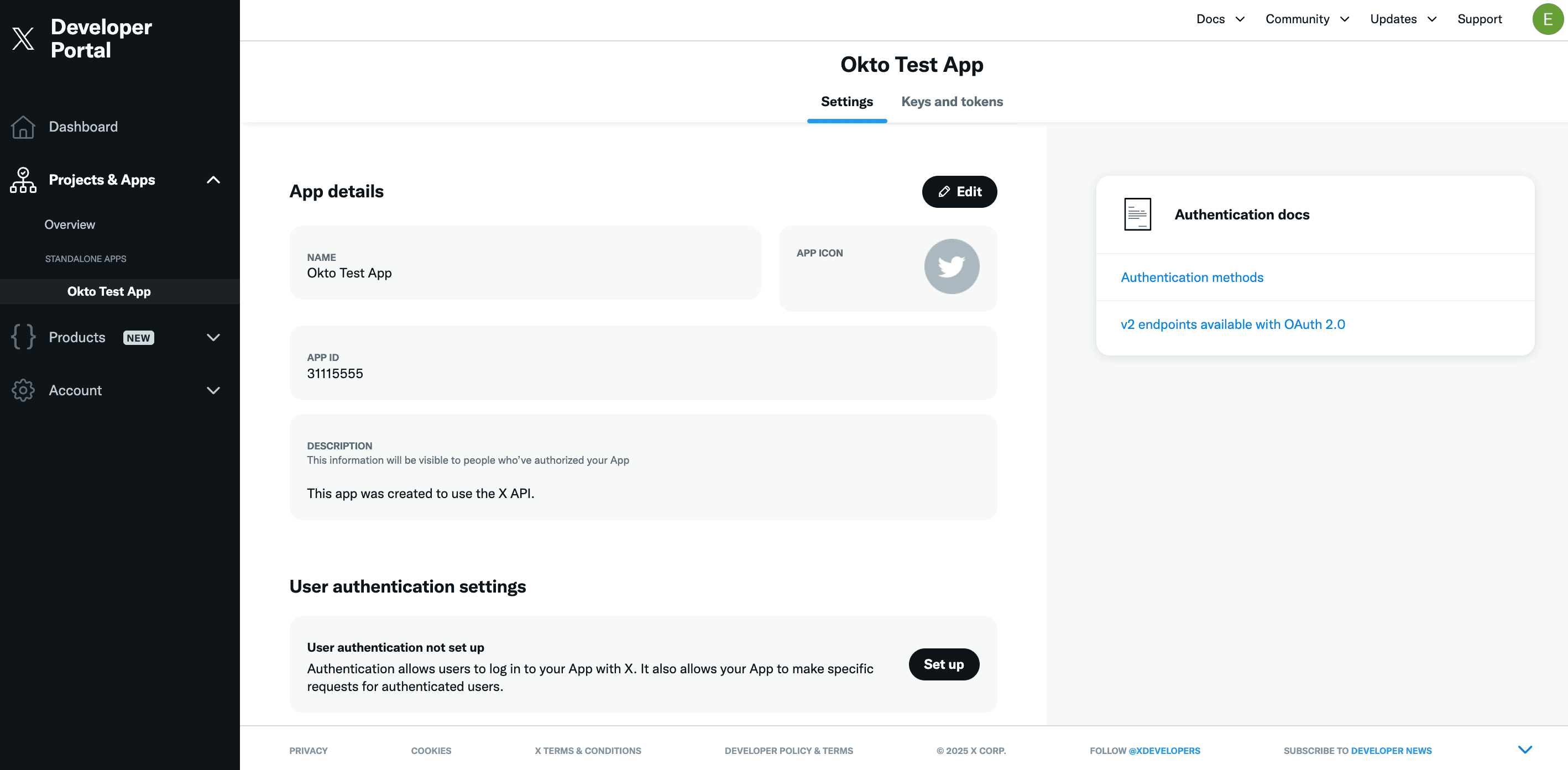 X Developer Portal Dashboard
