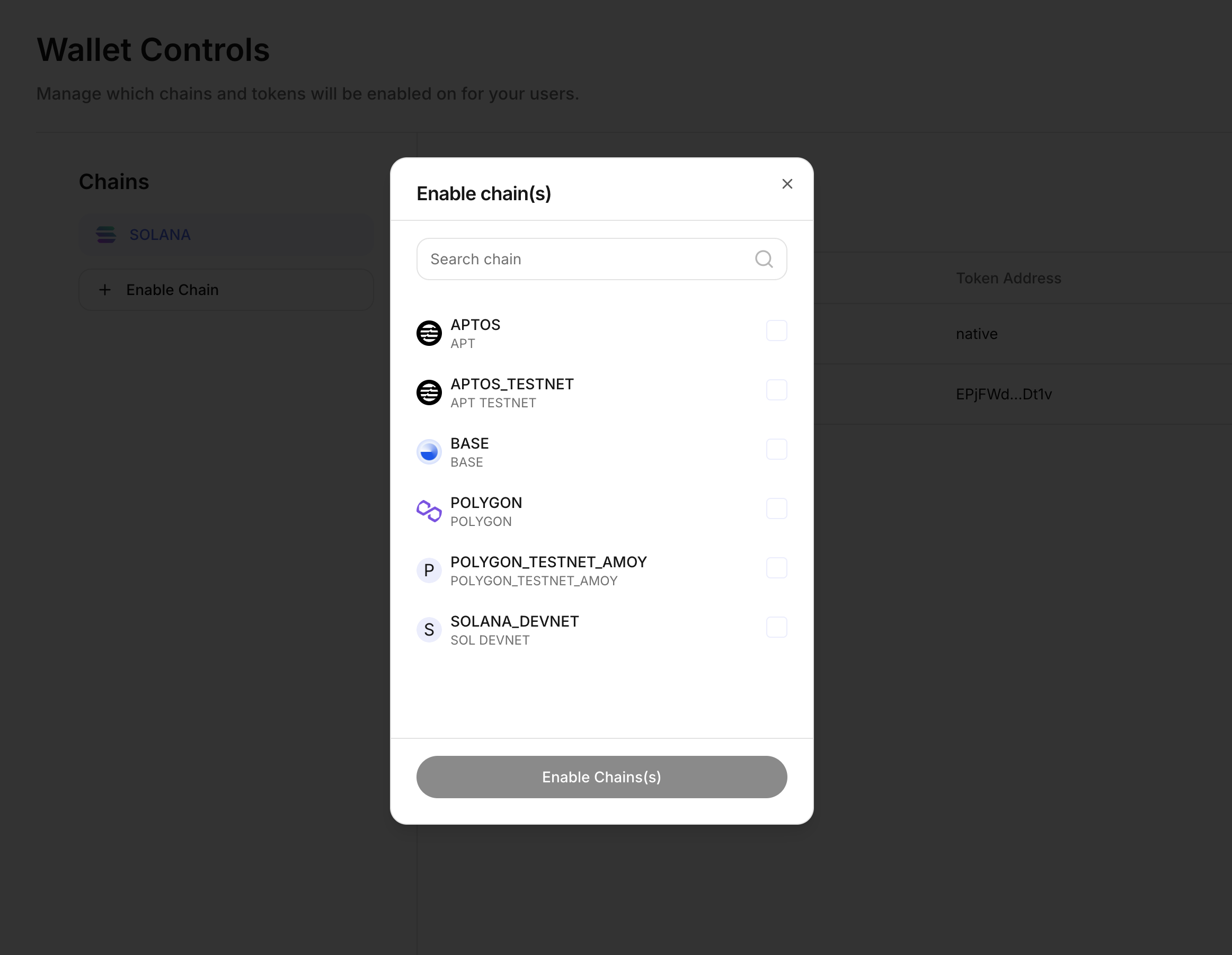 Wallet Controls - Okto Dashboard