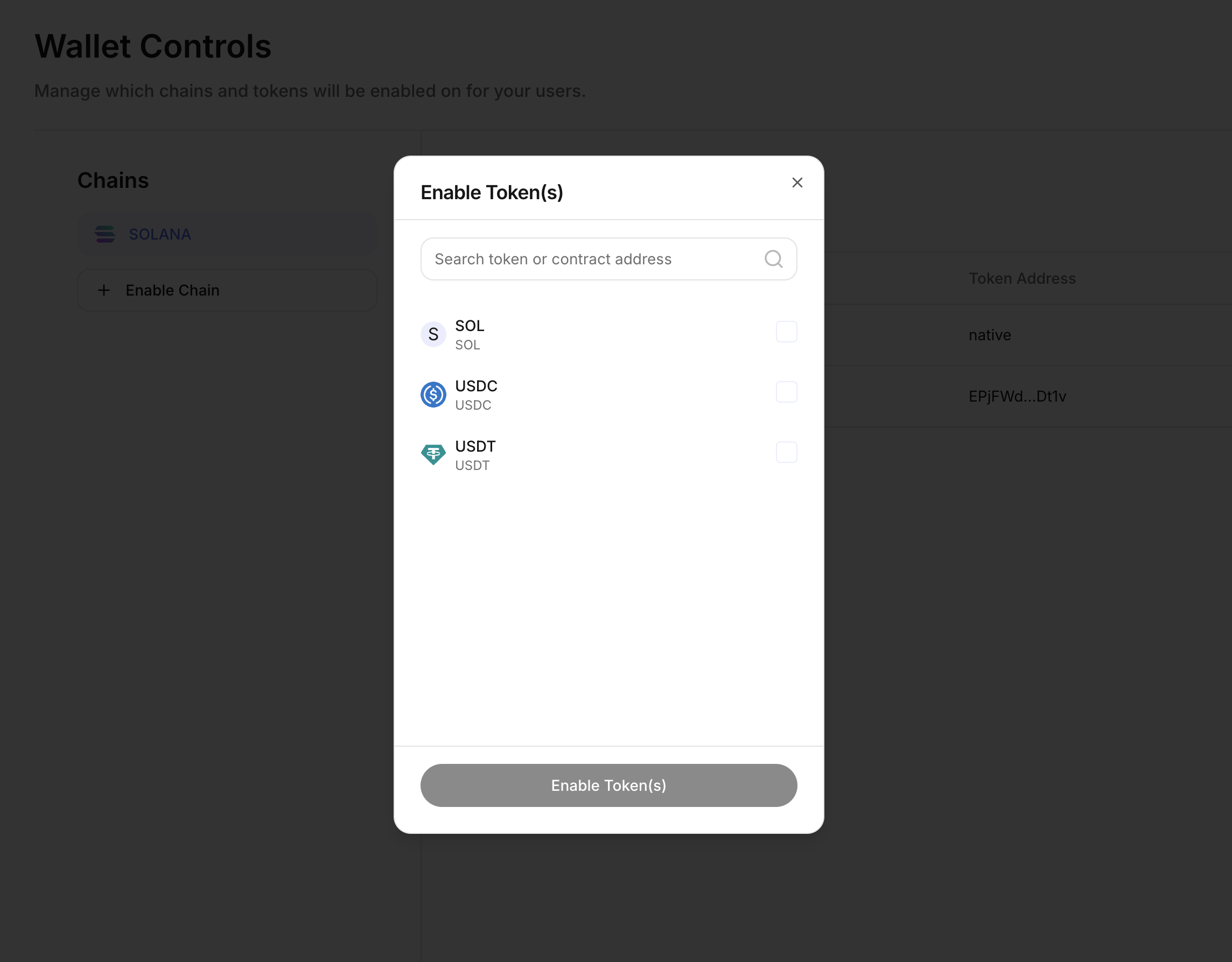 Wallet Controls - Okto Dashboard